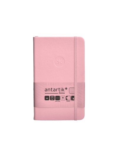 Cuaderno con gomilla antartik notes tapa dura a6 hojas rayas rosa pastel 100 hojas 80 gr fsc