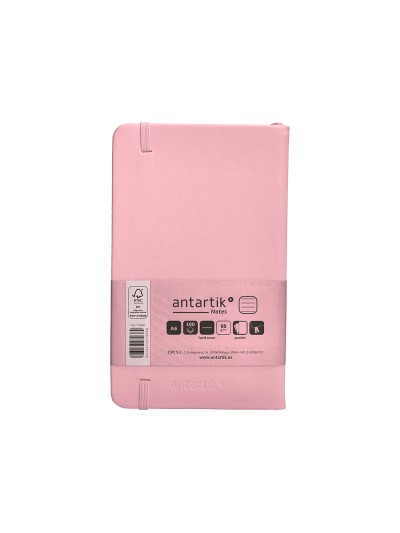 Cuaderno con gomilla antartik notes tapa dura a6 hojas rayas rosa pastel 100 hojas 80 gr fsc