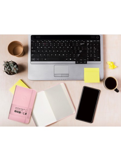 Cuaderno con gomilla antartik notes tapa dura a6 hojas rayas rosa pastel 100 hojas 80 gr fsc