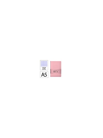 Cuaderno con gomilla antartik notes tapa dura a5 hojas cuadricula rosa pastel 100 hojas 80 gr fsc