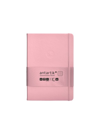Cuaderno con gomilla antartik notes tapa dura a5 hojas cuadricula rosa pastel 100 hojas 80 gr fsc