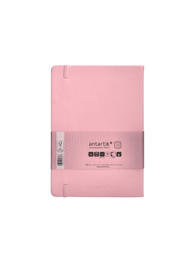 Cuaderno con gomilla antartik notes tapa dura a5 hojas cuadricula rosa pastel 100 hojas 80 gr fsc