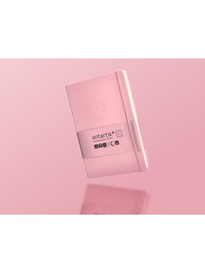 Cuaderno con gomilla antartik notes tapa dura a5 hojas cuadricula rosa pastel 100 hojas 80 gr fsc