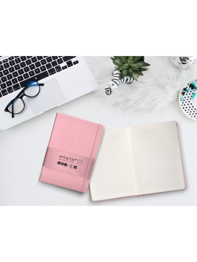 Cuaderno con gomilla antartik notes tapa dura a5 hojas cuadricula rosa pastel 100 hojas 80 gr fsc