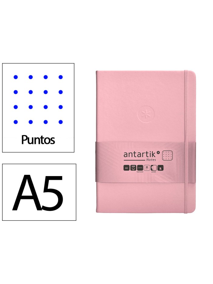 Cuaderno con gomilla antartik notes tapa dura a5 hojas puntos rosa pastel 100 hojas 80 gr fsc Cuaderno con gomilla antartik notes tapa dura a5 hojas puntos rosa pastel 100 hojas 80 gr fsc