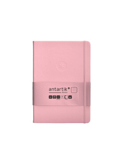 Cuaderno con gomilla antartik notes tapa dura a5 hojas puntos rosa pastel 100 hojas 80 gr fsc