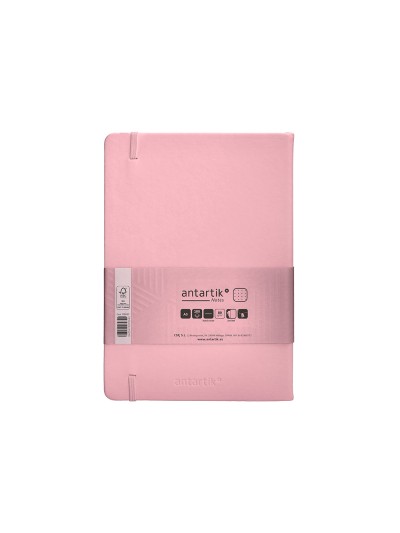 Cuaderno con gomilla antartik notes tapa dura a5 hojas puntos rosa pastel 100 hojas 80 gr fsc