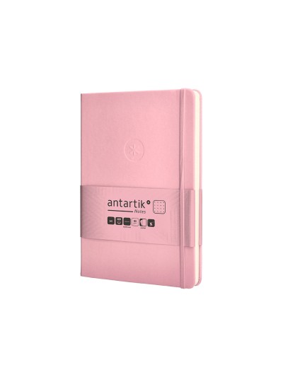 Cuaderno con gomilla antartik notes tapa dura a5 hojas puntos rosa pastel 100 hojas 80 gr fsc