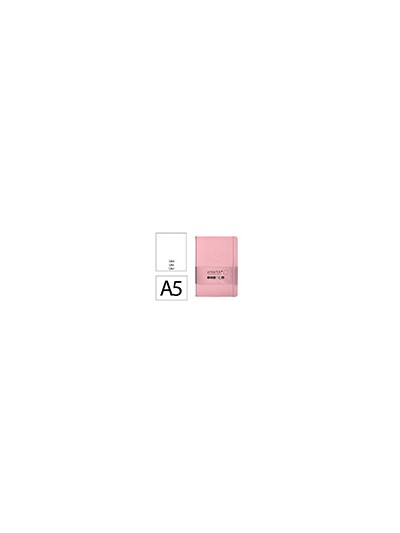 Cuaderno con gomilla antartik notes tapa dura a5 hojas lisas rosa pastel 100 hojas 80 gr fsc