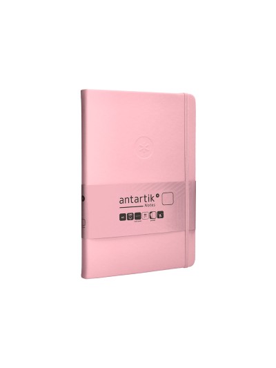 Cuaderno con gomilla antartik notes tapa dura a5 hojas lisas rosa pastel 100 hojas 80 gr fsc