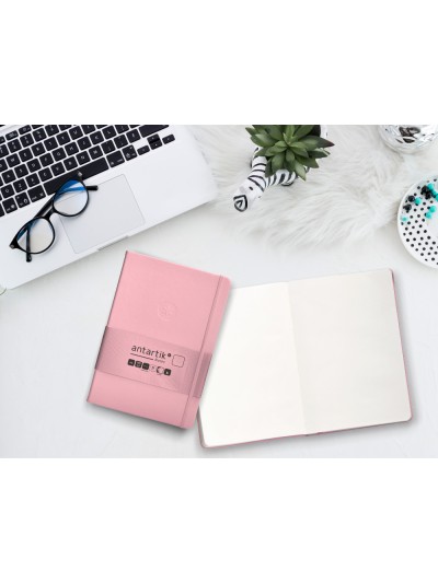 Cuaderno con gomilla antartik notes tapa dura a5 hojas lisas rosa pastel 100 hojas 80 gr fsc