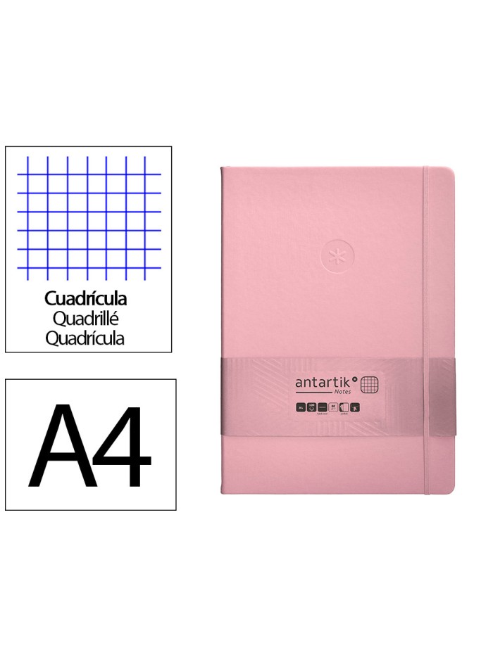 Cuaderno con gomilla antartik notes tapa dura a4 hojas cuadricula rosa pastel 100 hojas 80 gr fsc Cuaderno con gomilla antartik notes tapa dura a4 hojas cuadricula rosa pastel 100 hojas 80 gr fsc