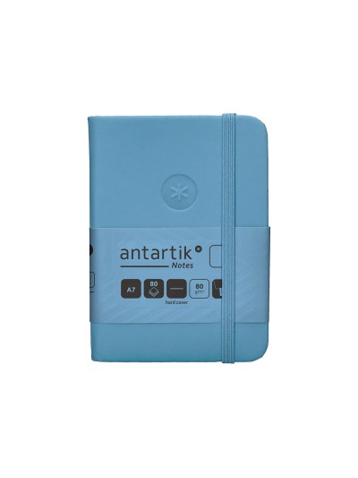 Cuaderno con gomilla antartik notes tapa dura a7 hojas lisas azul claro 80 hojas 80 gr fsc