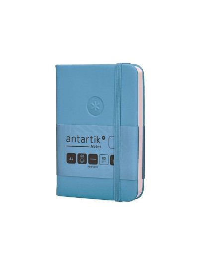 Cuaderno con gomilla antartik notes tapa dura a7 hojas lisas azul claro 80 hojas 80 gr fsc