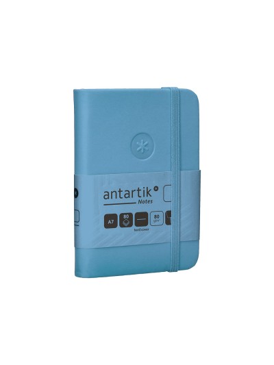 Cuaderno con gomilla antartik notes tapa dura a7 hojas lisas azul claro 80 hojas 80 gr fsc