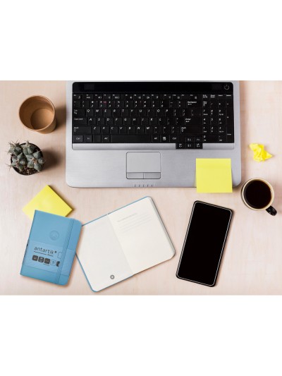 Cuaderno con gomilla antartik notes tapa dura a7 hojas lisas azul claro 80 hojas 80 gr fsc