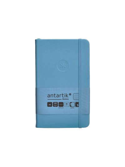 Cuaderno con gomilla antartik notes tapa dura a6 hojas rayas azul claro 100 hojas 80 gr fsc