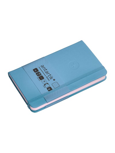Cuaderno con gomilla antartik notes tapa dura a6 hojas rayas azul claro 100 hojas 80 gr fsc