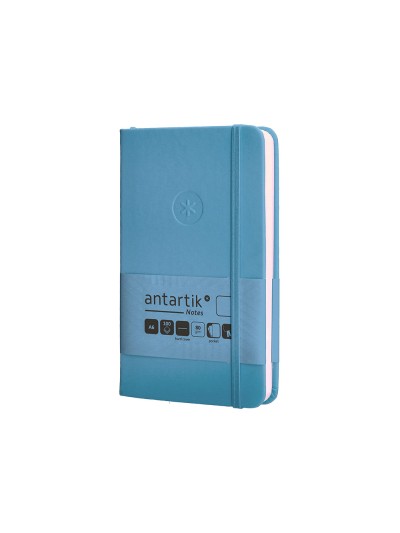 Cuaderno con gomilla antartik notes tapa dura a6 hojas lisas azul claro 100 hojas 80 gr fsc