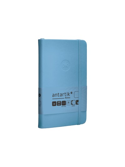 Cuaderno con gomilla antartik notes tapa dura a6 hojas lisas azul claro 100 hojas 80 gr fsc