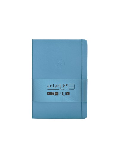 Cuaderno con gomilla antartik notes tapa dura a5 hojas cuadricula azul claro 100 hojas 80 gr fsc