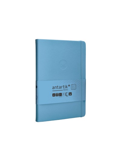 Cuaderno con gomilla antartik notes tapa dura a5 hojas cuadricula azul claro 100 hojas 80 gr fsc