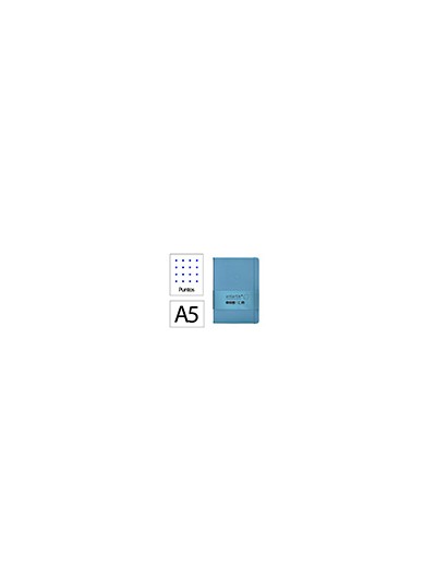 Cuaderno con gomilla antartik notes tapa dura a5 hojas puntos azul claro 100 hojas 80 gr fsc