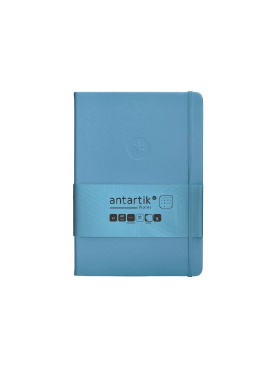 Cuaderno con gomilla antartik notes tapa dura a5 hojas puntos azul claro 100 hojas 80 gr fsc
