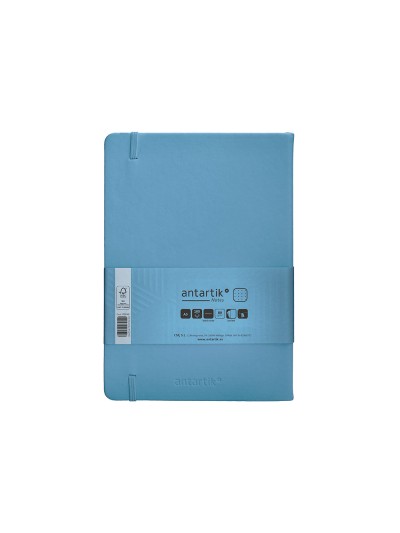 Cuaderno con gomilla antartik notes tapa dura a5 hojas puntos azul claro 100 hojas 80 gr fsc