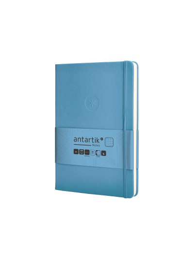 Cuaderno con gomilla antartik notes tapa dura a5 hojas puntos azul claro 100 hojas 80 gr fsc