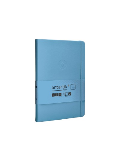 Cuaderno con gomilla antartik notes tapa dura a5 hojas puntos azul claro 100 hojas 80 gr fsc