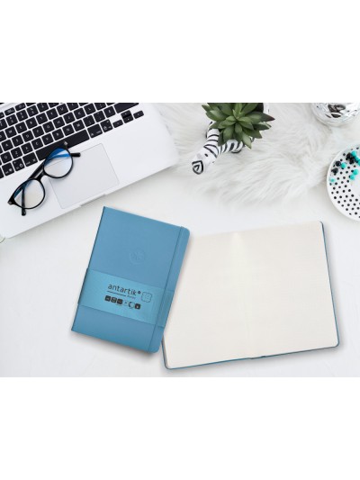 Cuaderno con gomilla antartik notes tapa dura a5 hojas puntos azul claro 100 hojas 80 gr fsc