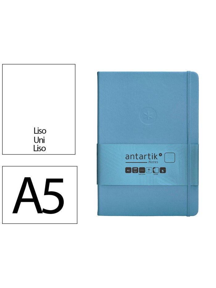 Cuaderno con gomilla antartik notes tapa dura a5 hojas lisas azul claro 100 hojas 80 gr fsc Cuaderno con gomilla antartik notes tapa dura a5 hojas lisas azul claro 100 hojas 80 gr fsc