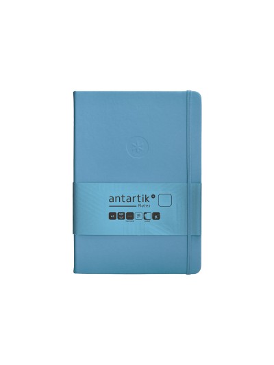 Cuaderno con gomilla antartik notes tapa dura a5 hojas lisas azul claro 100 hojas 80 gr fsc