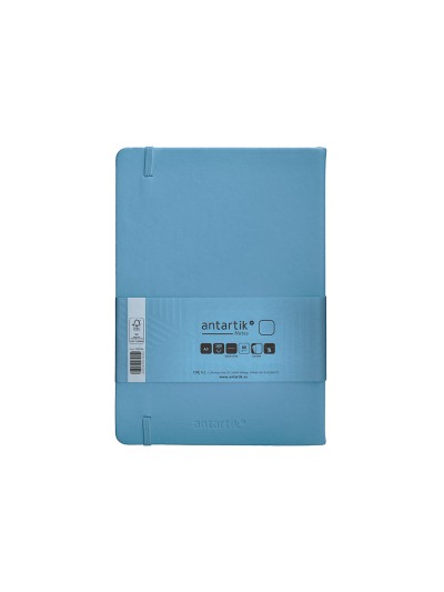 Cuaderno con gomilla antartik notes tapa dura a5 hojas lisas azul claro 100 hojas 80 gr fsc