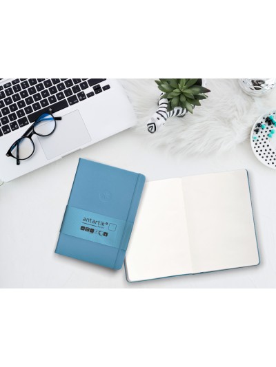 Cuaderno con gomilla antartik notes tapa dura a5 hojas lisas azul claro 100 hojas 80 gr fsc