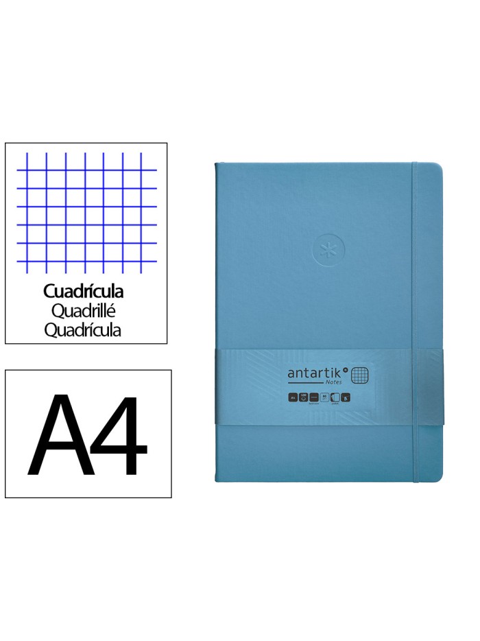 Cuaderno con gomilla antartik notes tapa dura a4 hojas cuadricula azul claro 100 hojas 80 gr fsc Cuaderno con gomilla antartik notes tapa dura a4 hojas cuadricula azul claro 100 hojas 80 gr fsc