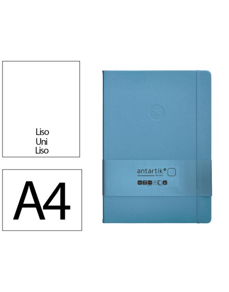 Cuaderno con gomilla antartik notes tapa dura a4 hojas lisas azul claro 100 hojas 80 gr fsc