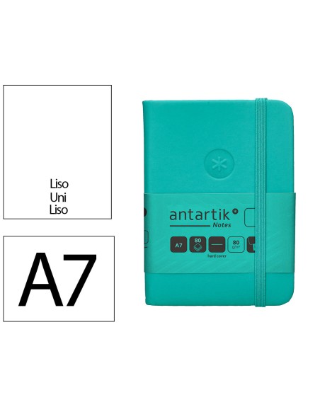Cuaderno con gomilla antartik notes tapa dura a7 hojas lisas turquesa 80 hojas 80 gr fsc