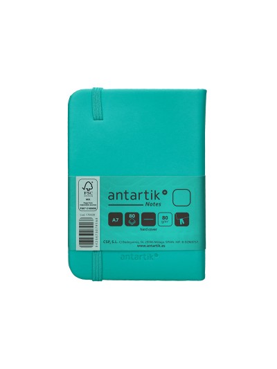Cuaderno con gomilla antartik notes tapa dura a7 hojas lisas turquesa 80 hojas 80 gr fsc