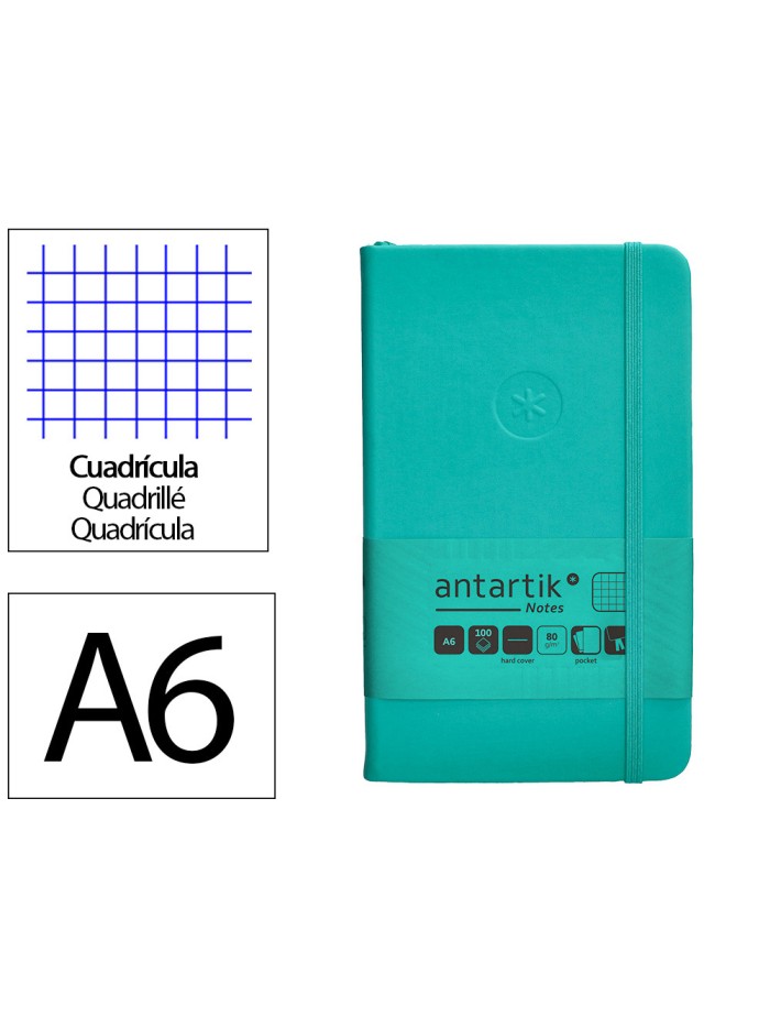 Cuaderno con gomilla antartik notes tapa dura a6 hojas cuadricula turquesa 100 hojas 80 gr fsc Cuaderno con gomilla antartik notes tapa dura a6 hojas cuadricula turquesa 100 hojas 80 gr fsc