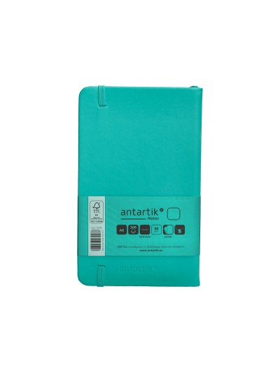 Cuaderno con gomilla antartik notes tapa dura a6 hojas lisas turquesa 100 hojas 80 gr fsc