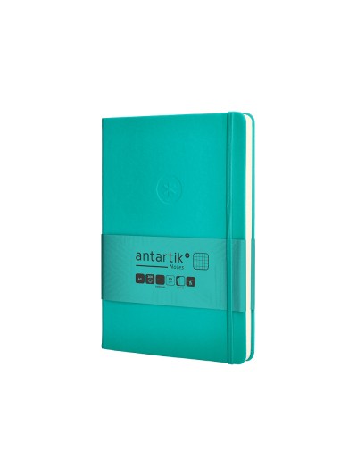 Cuaderno con gomilla antartik notes tapa dura a5 hojas cuadricula turquesa 100 hojas 80 gr fsc