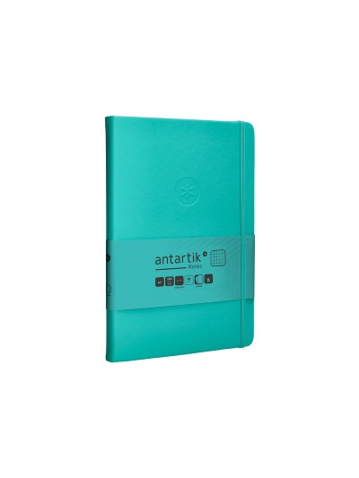 Cuaderno con gomilla antartik notes tapa dura a5 hojas cuadricula turquesa 100 hojas 80 gr fsc
