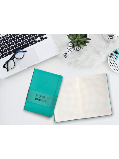 Cuaderno con gomilla antartik notes tapa dura a5 hojas cuadricula turquesa 100 hojas 80 gr fsc