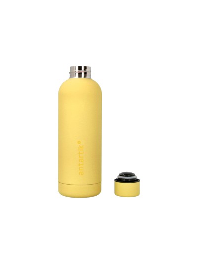 Botella portaliquidos antartik isotermica acero inoxidable libre de bpa color amarillo 500 ml