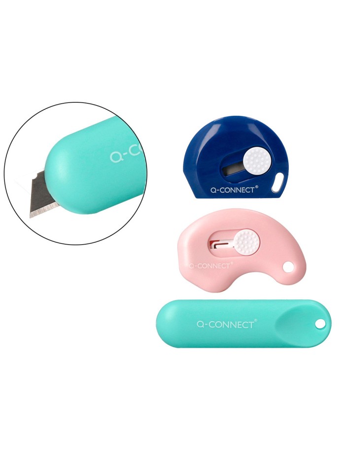 Cuter q-connect plastico mini de seguridad retractil modelos y colores surtidos expositor 30 unidades Cuter q-connect plastico mini de seguridad retractil modelos y colores surtidos expositor 30 unidades