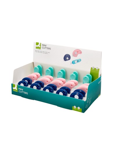 Cuter q-connect plastico mini de seguridad retractil modelos y colores surtidos expositor 30 unidades