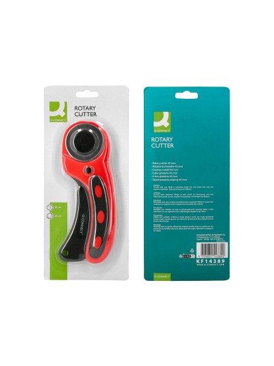 Cuter q-connect rotatorio medidas 22x56x165 mm cuchilla circular 45 mm xd-38 blister 1 unidad