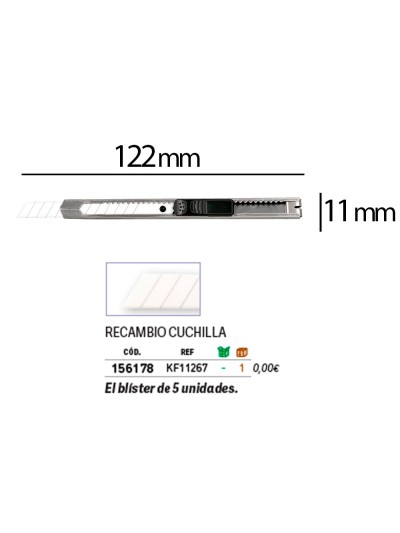 Cuter q-connect metalico estrecho cuchilla ceramica 9 mm xd-c18 con clip blister 1 unidad